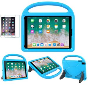 suplik kids case for ipad 5th/6th generation (9.7-inch, 2017/2018), ipad air 2 case with screen protector, ipad pro 9.7 durable shockproof protective cover with handle stand for kids, blue