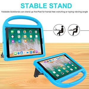 SUPLIK Kids Case for iPad 5th/6th Generation (9.7-inch, 2017/2018), iPad Air 2 Case with Screen Protector, iPad Pro 9.7 Durable Shockproof Protective Cover with Handle Stand for Kids, Blue