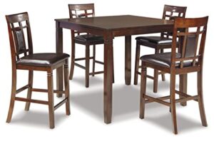 signature design by ashley bennox 5 piece counter height dining set, includes table & 4 barstools, brown