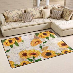 yochoice non-slip area rugs home decor, vintage yellow watercolor sunflower floral floor mat living room bedroom carpets doormats 31 x 20 inches