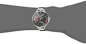 Nine West Women's Silver-Tone and Black Strap Watch