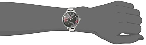 Nine West Women's Silver-Tone and Black Strap Watch