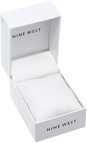 Nine West Women's Silver-Tone and Black Strap Watch