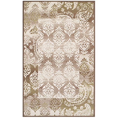 SUPERIOR Indoor Large Area Rug with Jute Backing, Decor for Living Room, Entryway, Hardwood, Office, Bedroom, Dining, Kitchen, Scrolling Vintage Medallion, Mystique Collection, 8' x 10', Brown