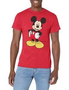 disney mens classic mickey mouse full size graphic short sleeve t-shirt t shirt, red heather, small us