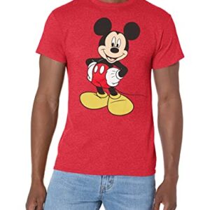 Disney mens Classic Mickey Mouse Full Size Graphic Short Sleeve T-shirt T Shirt, Red Heather, Small US