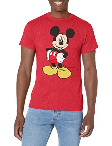 Disney mens Classic Mickey Mouse Full Size Graphic Short Sleeve T-shirt T Shirt, Red Heather, Small US