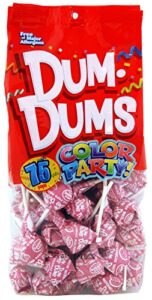 dum dums color party lollipops, hot pink, watermelon flavor, 12.8 ounce, 75 count bag