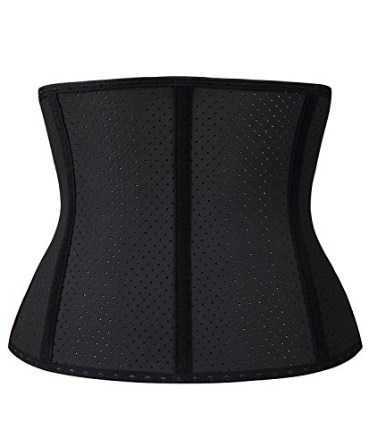 YIANNA Short Torso Waist Trainer for Women Tummy Control Underbust Sports Workout Hourglass Body Shaper, YA110266-Black-L