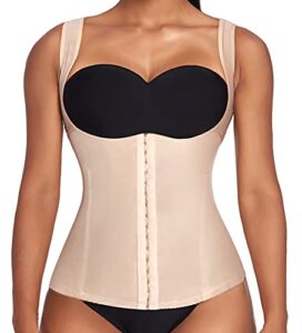 ekouaer mesh waist trainer womens waist training cincher, nude, s fit 29-31 inch waistline