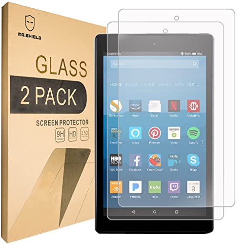 [2-PACK] - Mr.Shield Designed For All-New Amazon Fire HD 8 Tablet with Alexa 8" (7th Generation - 2017 Release ONLY) [Tempered Glass] Screen Protector with Lifetime Replacement