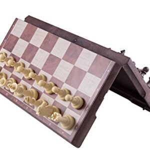 Checkers Game Board - 2 in 1 Folding and Magnetic Chess Game. Great for Travel Chess Set Strategy Game is 12.5 x 12.5, International Chess Set