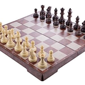 Checkers Game Board - 2 in 1 Folding and Magnetic Chess Game. Great for Travel Chess Set Strategy Game is 12.5 x 12.5, International Chess Set