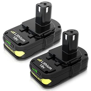 2-pack 3000mah 18v p102 p108 li-ion replacement battery for ryobi 18 volt battery lithium-ion plus battery max p102 p108 p103 p105 p107 p109 p104 compatible with ryobi 18volt power cordless tools