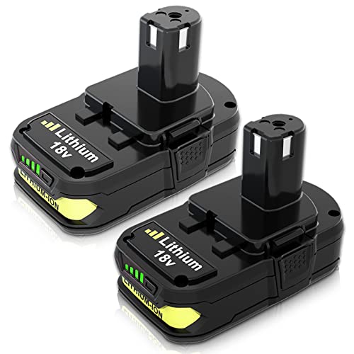 2-Pack 3000mAh 18V P102 P108 Li-ion Replacement Battery for Ryobi 18 Volt Battery Lithium-ion Plus Battery Max P102 P108 P103 P105 P107 P109 P104 Compatible with Ryobi 18Volt Power Cordless Tools