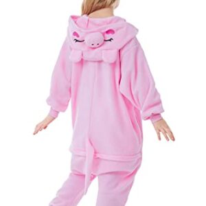 CANASOUR Unisex Halloween Kids Pink Pig Onesie For 6-8 Years Girls Costume Party Cosplay Pyjamas (Height 47-51”, 6 Years, Pig)