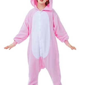 CANASOUR Unisex Halloween Kids Pink Pig Onesie For 6-8 Years Girls Costume Party Cosplay Pyjamas (Height 47-51”, 6 Years, Pig)