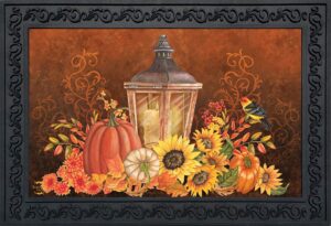 briarwood lane fall lantern primitive doormat pumpkins sunflowers indoor outdoor 30" x 18"