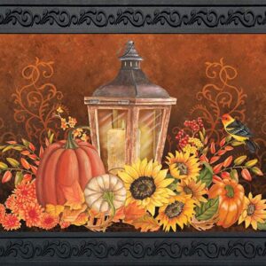 Briarwood Lane Fall Lantern Primitive Doormat Pumpkins Sunflowers Indoor Outdoor 30" x 18"