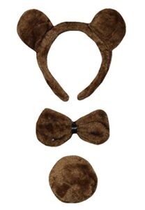 petitebella combined animal headband bowtie tail 3pc costume (bear, one size)