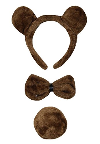 Petitebella Combined Animal Headband Bowtie Tail 3pc Costume (Bear, One Size)