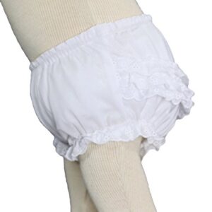 Little Things Mean A Lot Baby Girls White Elastic Bloomer Diaper Cover with Embroidered Eyelet Edging - MD