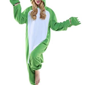 CANASOUR Polar Fleece Frog Costume Christmas Adult Anime Unisex Animal Cosplay Onesie (Small,Frog Green)