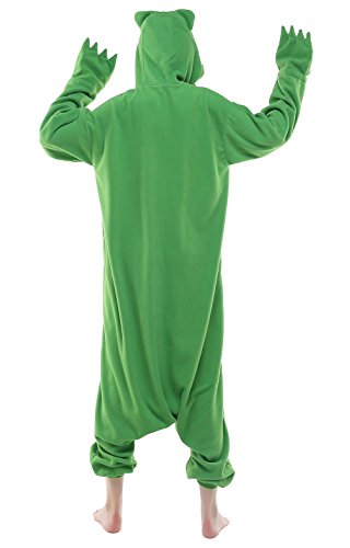 CANASOUR Polar Fleece Frog Costume Christmas Adult Anime Unisex Animal Cosplay Onesie (Small,Frog Green)