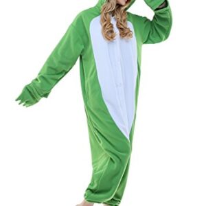 CANASOUR Polar Fleece Frog Costume Christmas Adult Anime Unisex Animal Cosplay Onesie (Small,Frog Green)