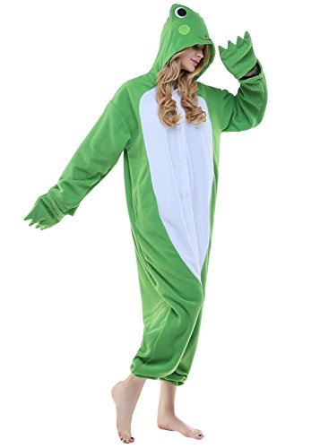 CANASOUR Polar Fleece Frog Costume Christmas Adult Anime Unisex Animal Cosplay Onesie (Small,Frog Green)