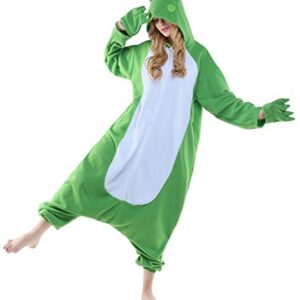 CANASOUR Polar Fleece Frog Costume Christmas Adult Anime Unisex Animal Cosplay Onesie (Small,Frog Green)