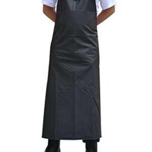 Surblue Waterproof Rubber Vinyl Apron, 47" Plus Size Aprons, Anti-Corrosion Rubber Heavy Duty Apron, Project Industrial Chemical Resistant Work Safe Clothes, Butcher, Dishwashing, Lab Work, Dog Grooming, Cleaning Fish, Black