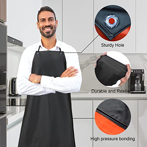 Surblue Waterproof Rubber Vinyl Apron, 47" Plus Size Aprons, Anti-Corrosion Rubber Heavy Duty Apron, Project Industrial Chemical Resistant Work Safe Clothes, Butcher, Dishwashing, Lab Work, Dog Grooming, Cleaning Fish, Black