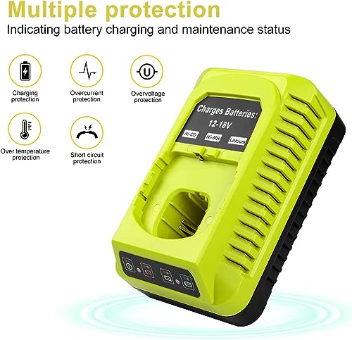 Powilling P117 Dual Chemistry IntelliPort Charger Li-ion & Ni-cad Ni-Mh Battery Charger 12V MAX and 18V MAX for Ryobi ONE Plus