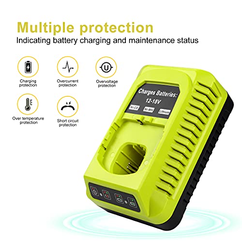 Powilling P117 Dual Chemistry IntelliPort Charger Li-ion & Ni-cad Ni-Mh Battery Charger 12V MAX and 18V MAX for Ryobi ONE Plus