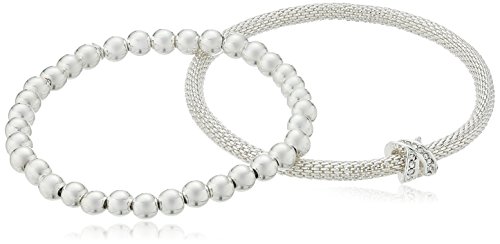 NINE WEST Silver-Tone 2 Row Stretch Bracelet