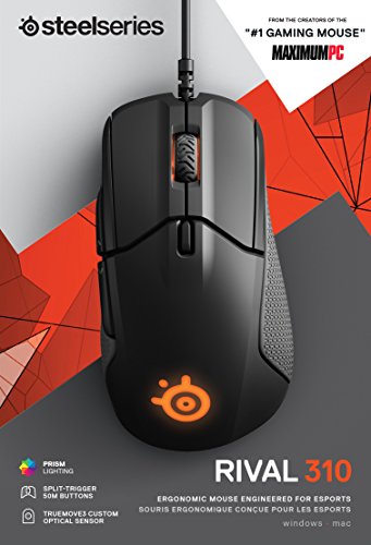 SteelSeries Rival 310 Gaming Mouse - 12,000 CPI TrueMove3 Optical Sensor - Split-Trigger Buttons - RGB Lighting