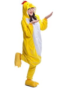 adult chicken kigurumi animal costume pajamas homewear lounge wear m yellow