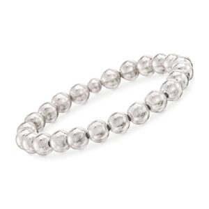 ross-simons italian 8mm sterling silver bead stretch bracelet. 7 inches
