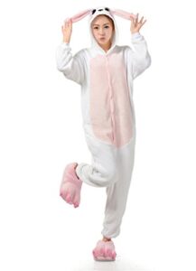 ureeuine ultra soft plush pink easter bunny costume cosplay sleepsuit s