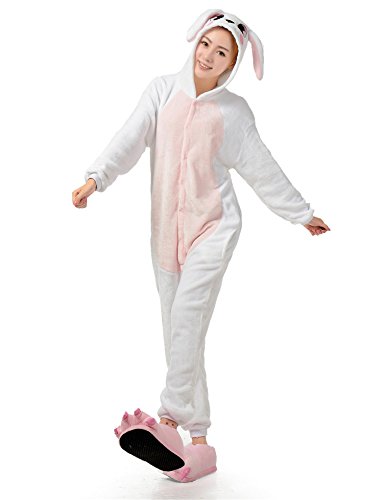 UreeUine Ultra Soft Plush Pink Easter Bunny Costume Cosplay Sleepsuit S