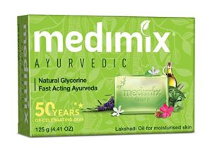 medimix herbal handmade ayurvedic soap with natural glycerine with lakshadi oil for dry skin pack of 5 (5 x 125 g)