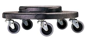 rubbermaid commercial rcp264000bk products brute round twist on/off dolly, 250lb capacity, 18dia x 6 5/8h, black