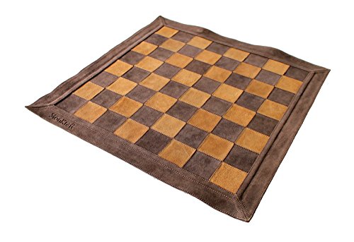 StonKraft - Big Size 19" x 19" Genuine Leather Chess Board | Roll-up Tournament Chess | Brown Suede