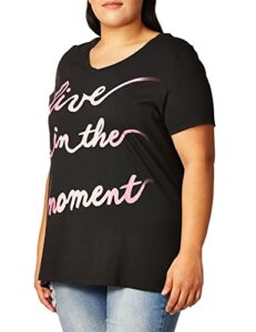 just my size womens just my size women's plus-size graphic short sleeve v-neck t-shirt shirt, live inthe moment, 4x us