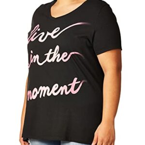 JUST MY SIZE womens Just My Size Women's Plus-size Graphic Short Sleeve V-neck T-shirt Shirt, Live Inthe Moment, 4X US