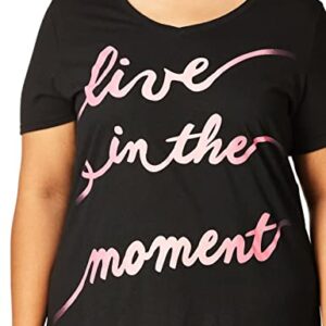 JUST MY SIZE womens Just My Size Women's Plus-size Graphic Short Sleeve V-neck T-shirt Shirt, Live Inthe Moment, 4X US