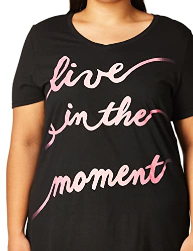 JUST MY SIZE womens Just My Size Women's Plus-size Graphic Short Sleeve V-neck T-shirt Shirt, Live Inthe Moment, 4X US