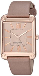 nine west women's nw/2116tprg rose gold-tone and taupe strap watch