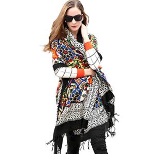 dana xu 100% pure merino wool poncho winter large scarf pashmina shawl bandana neck wrap for women